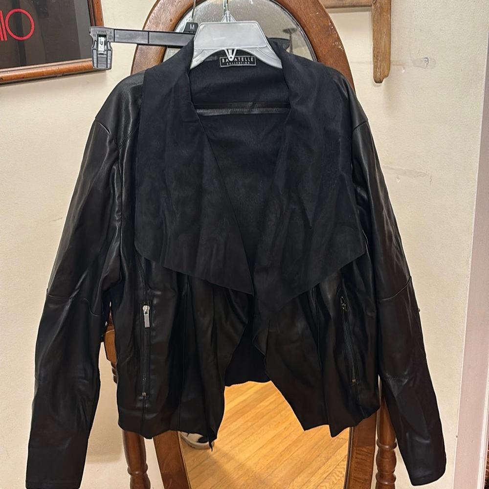 Bagatelle open front faux leather suede jacket large